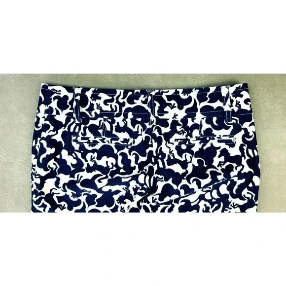 Lilyl Pulitzer Palm Beach Fit Size 2 Womens Navy White Horse Corduroy Crop Pants - Picture 7 of 13